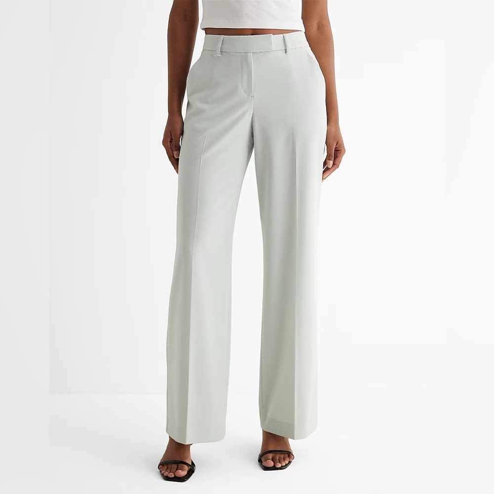 Iced Aqua Mid Rise Relaxed Trouser Pant (SOLD OUT IN STORE)